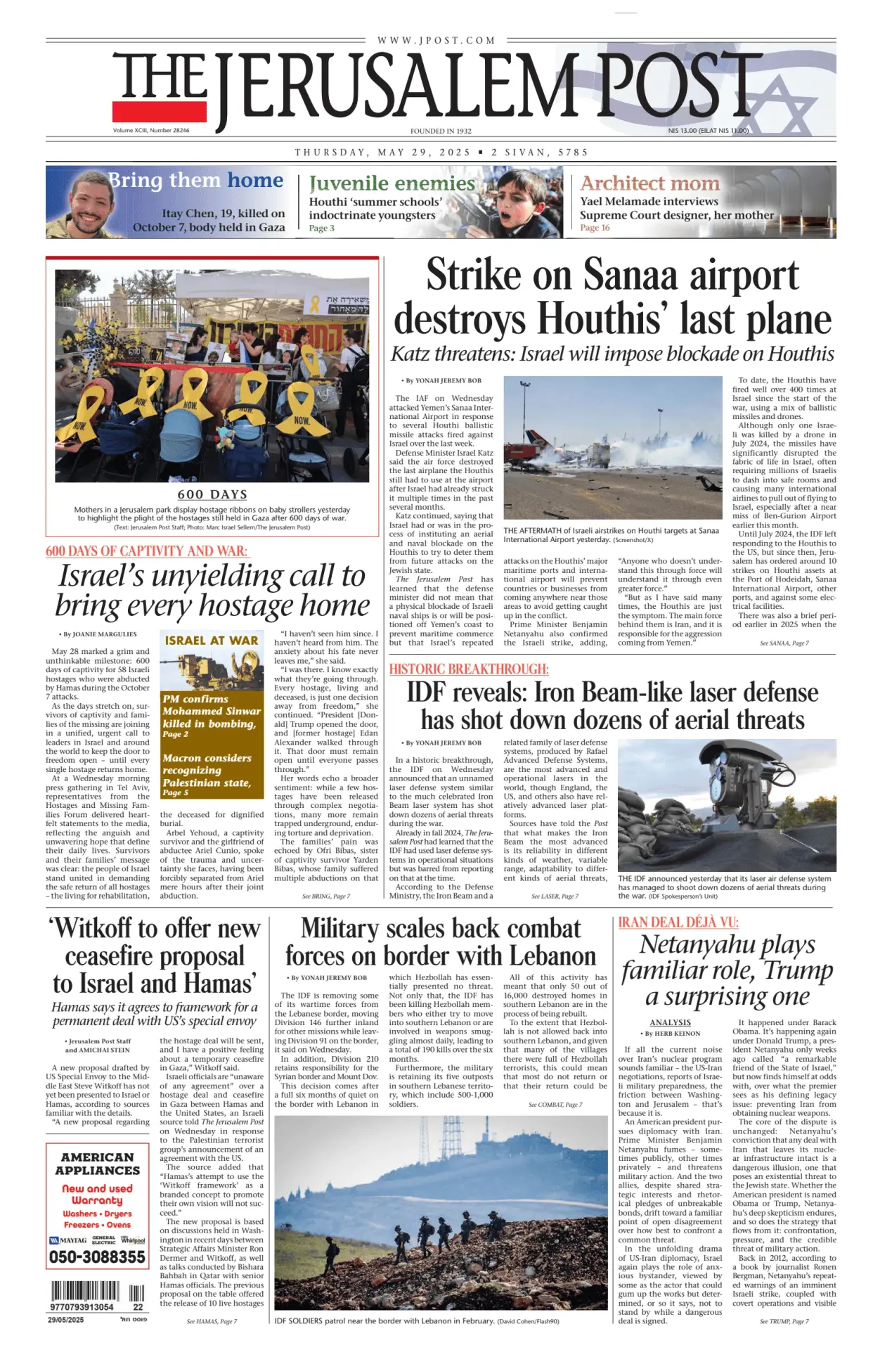 Prima-pagina-the jerusalem post-edizione-di-oggi-29-05-2025